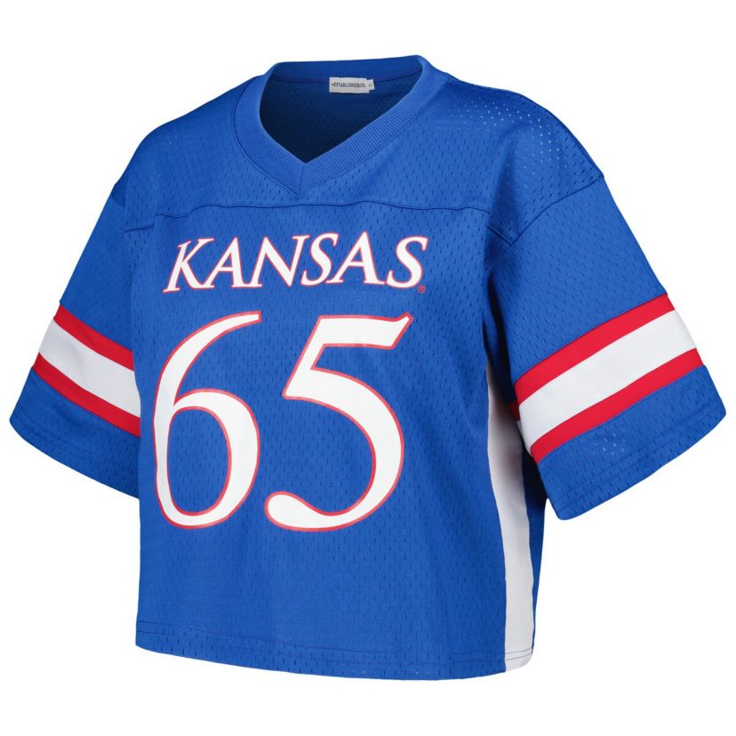 NCAA #65 Kansas Jayhawks Fashion Boxy Cropped Football Jersey