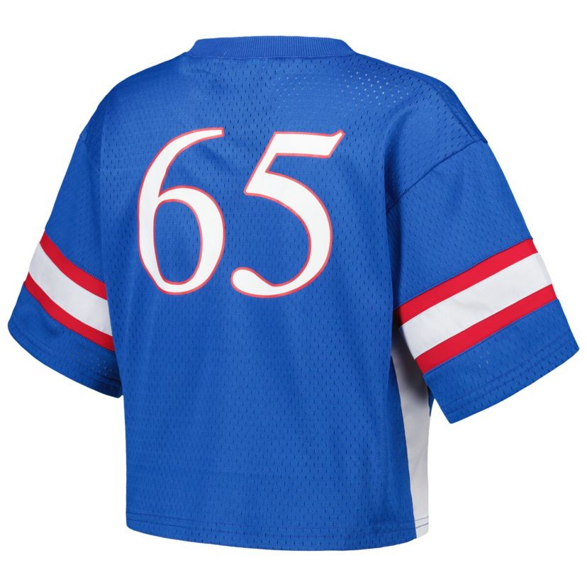 NCAA #65 Kansas Jayhawks Fashion Boxy Cropped Football Jersey