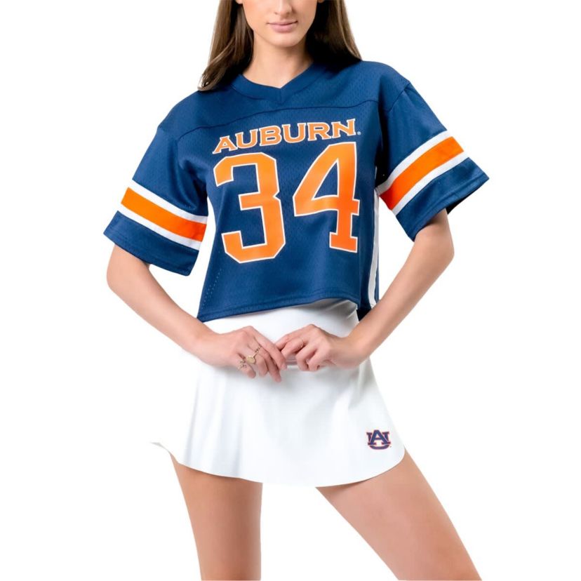 NCAA Auburn Tigers Fashion Boxy Cropped Football Jersey