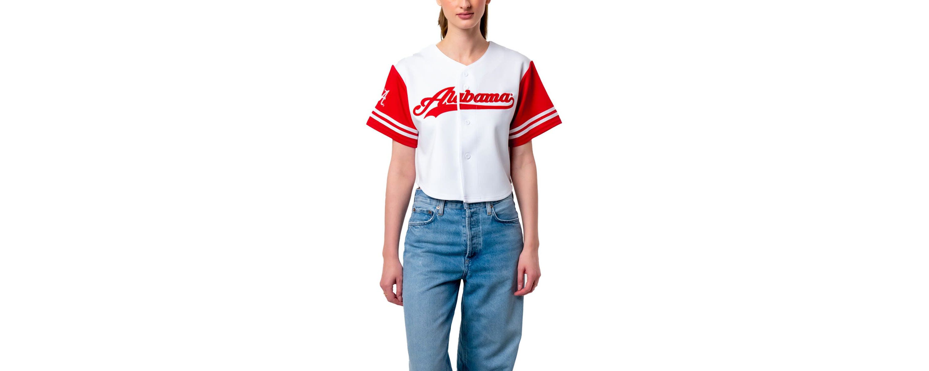 Alabama Crimson Tide NCAA Alabama Tide Baseball Jersey Cropped T-Shirt