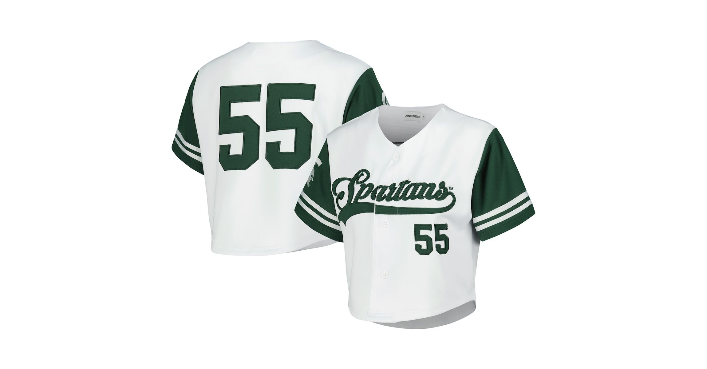 NCAA Michigan State Spartans Baseball Jersey Cropped T-Shirt