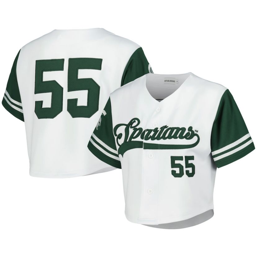 NCAA Michigan State Spartans Baseball Jersey Cropped T-Shirt