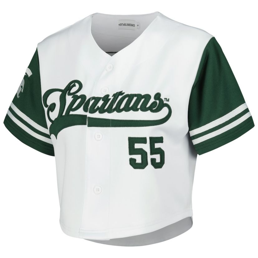 NCAA Michigan State Spartans Baseball Jersey Cropped T-Shirt