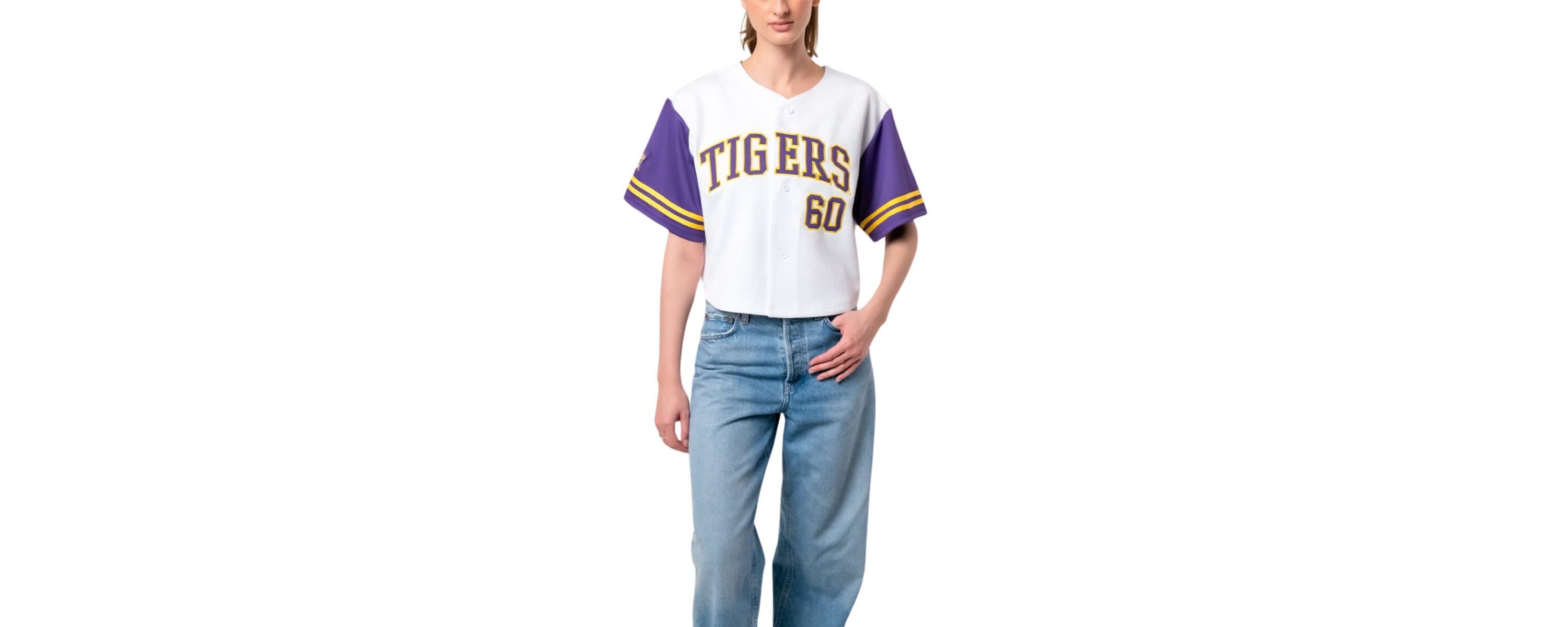 NCAA LSU Tigers Baseball Jersey Cropped T-Shirt