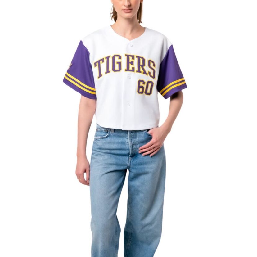 NCAA LSU Tigers Baseball Jersey Cropped T-Shirt