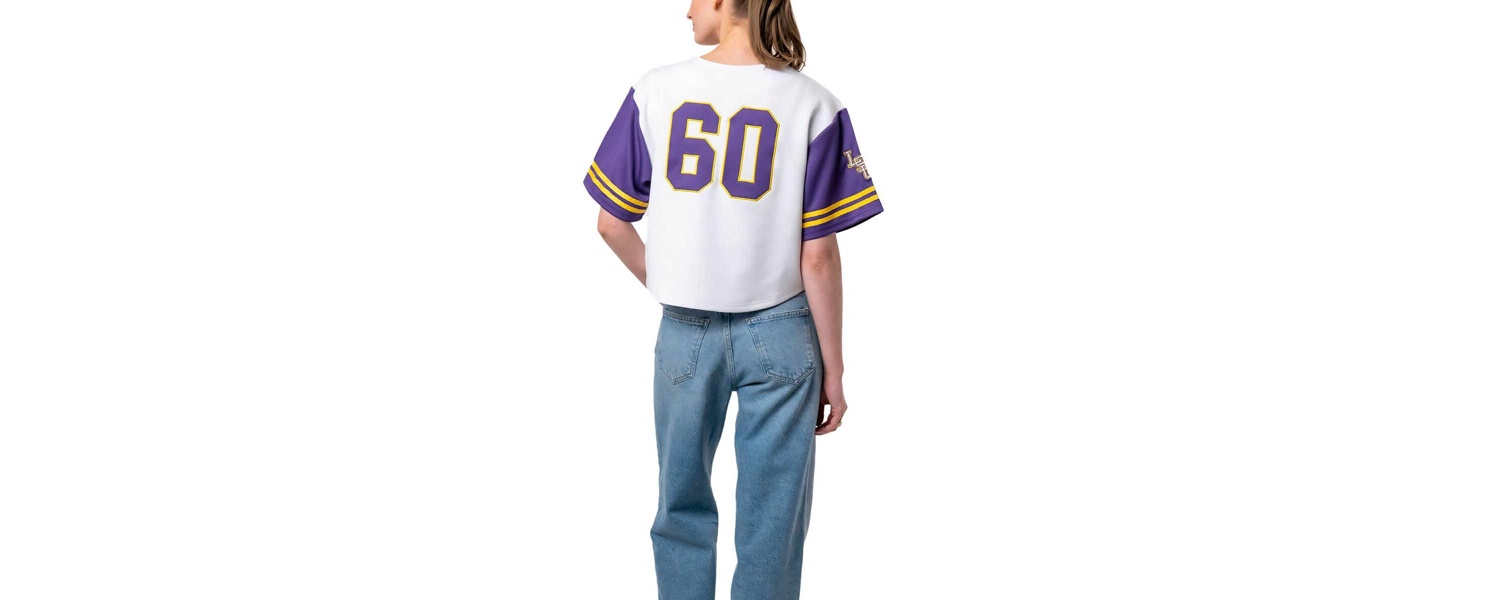 NCAA LSU Tigers Baseball Jersey Cropped T-Shirt