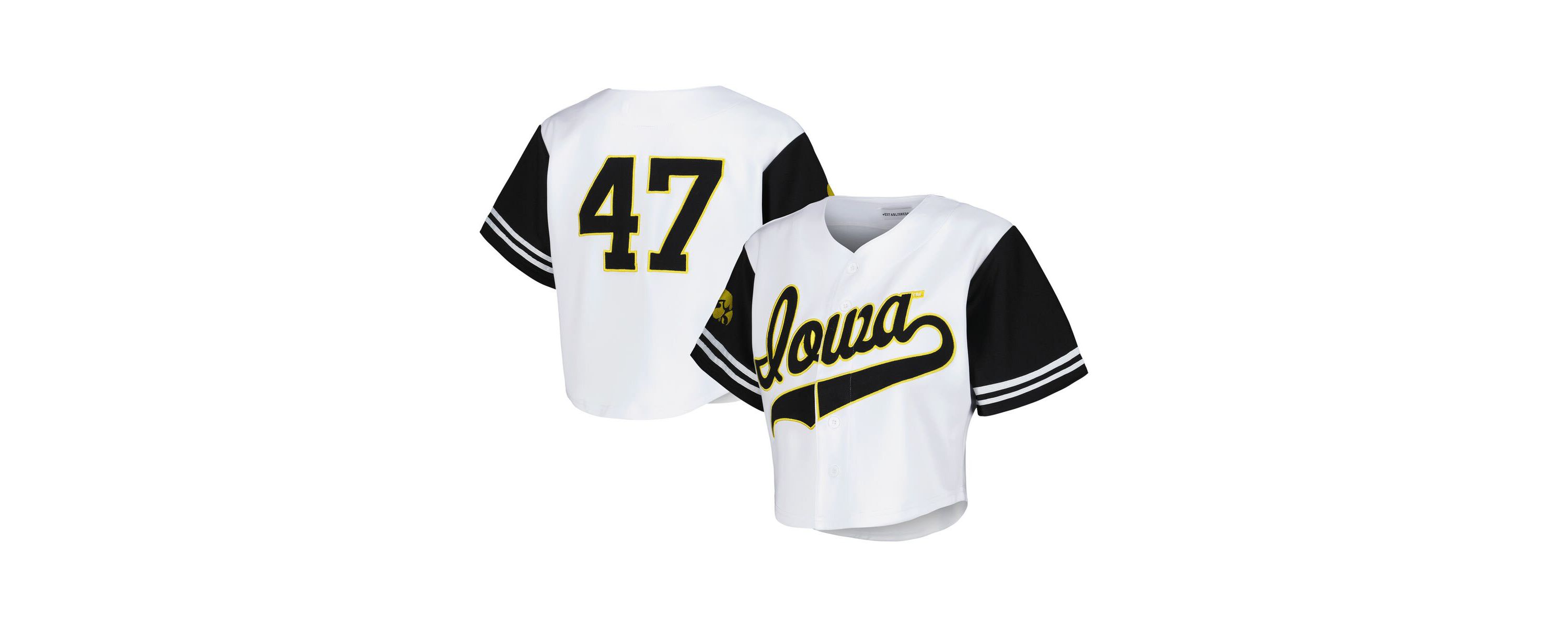 NCAA Iowa Hawkeyes Baseball Jersey Cropped T-Shirt