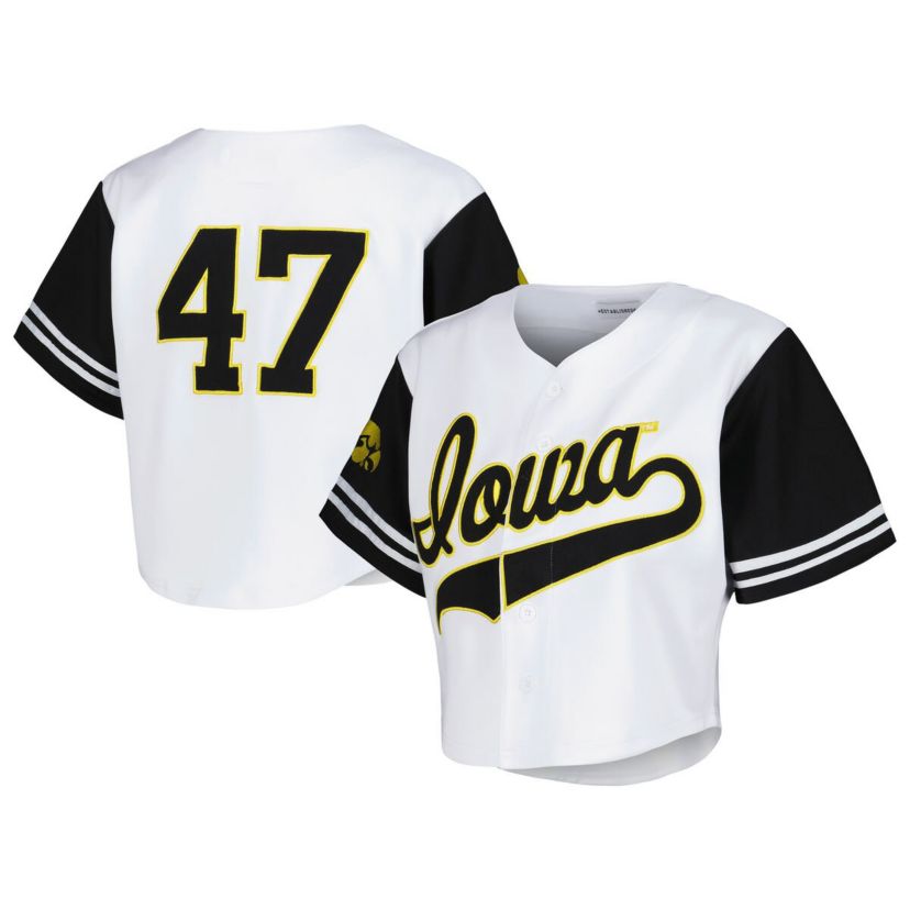NCAA Iowa Hawkeyes Baseball Jersey Cropped T-Shirt