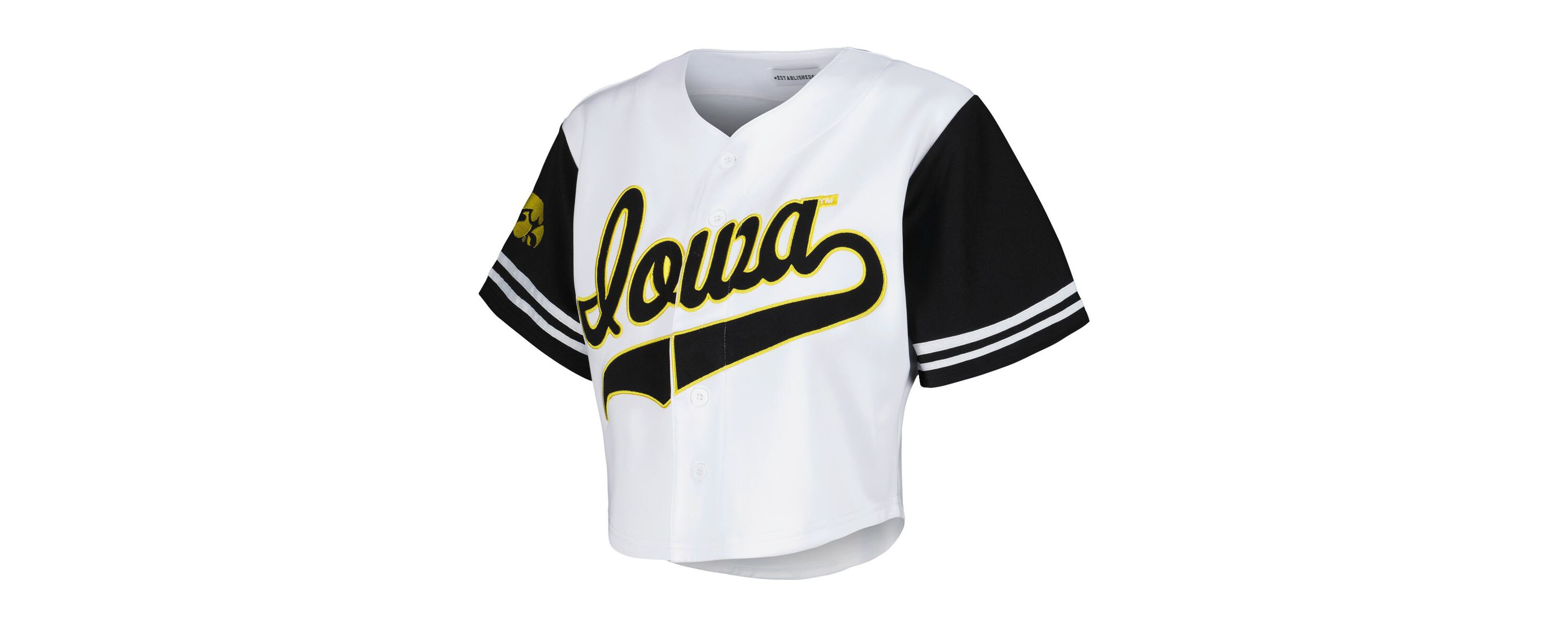 NCAA Iowa Hawkeyes Baseball Jersey Cropped T-Shirt