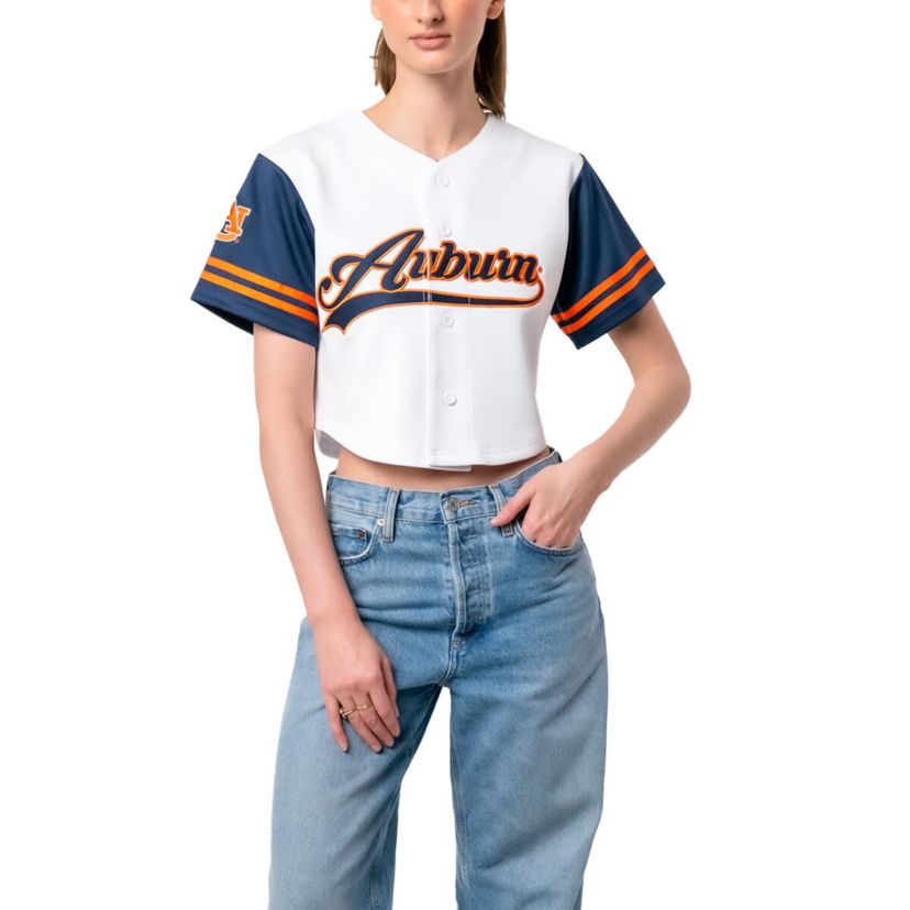 NCAA Auburn Tigers Baseball Jersey Cropped T-Shirt