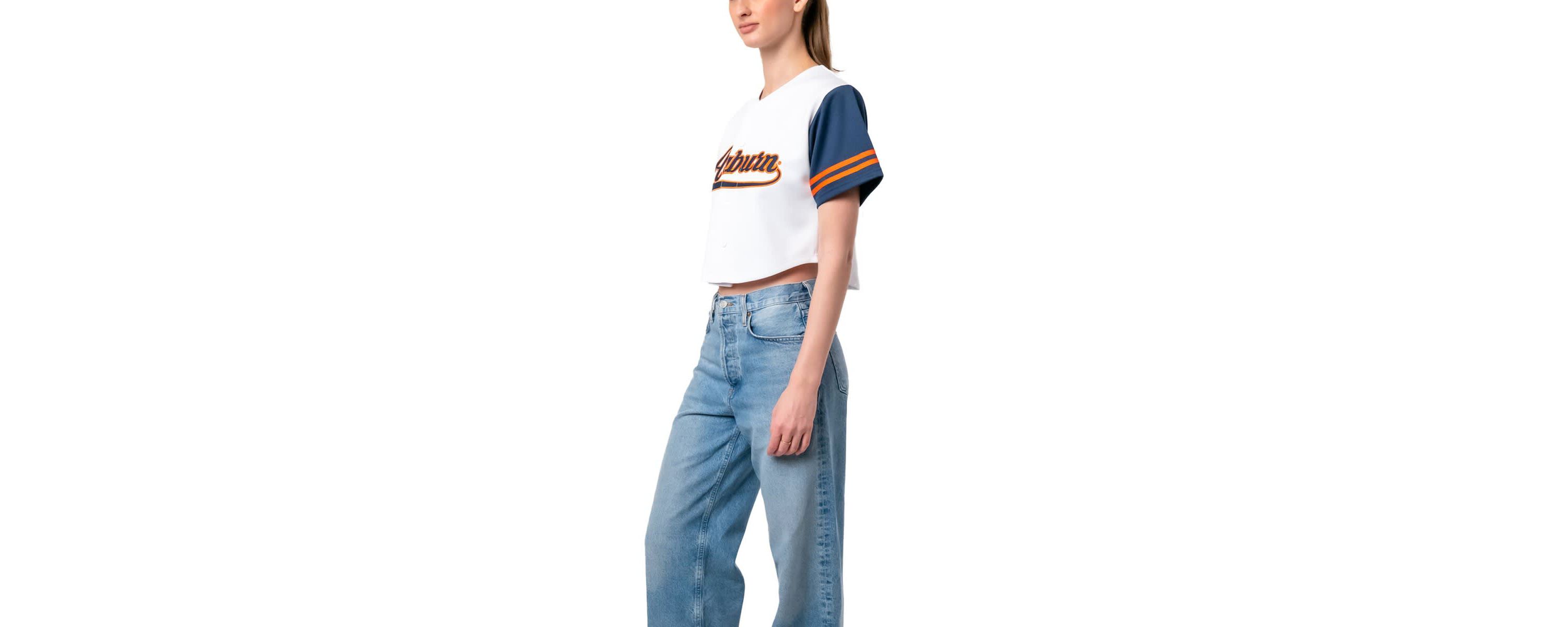 NCAA Auburn Tigers Baseball Jersey Cropped T-Shirt