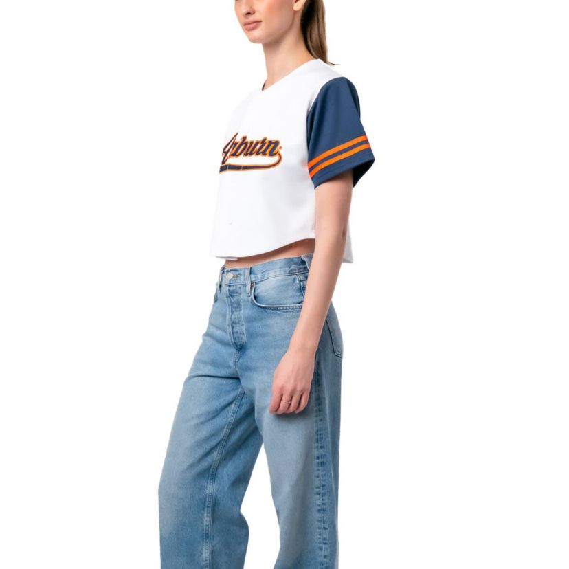 NCAA Auburn Tigers Baseball Jersey Cropped T-Shirt