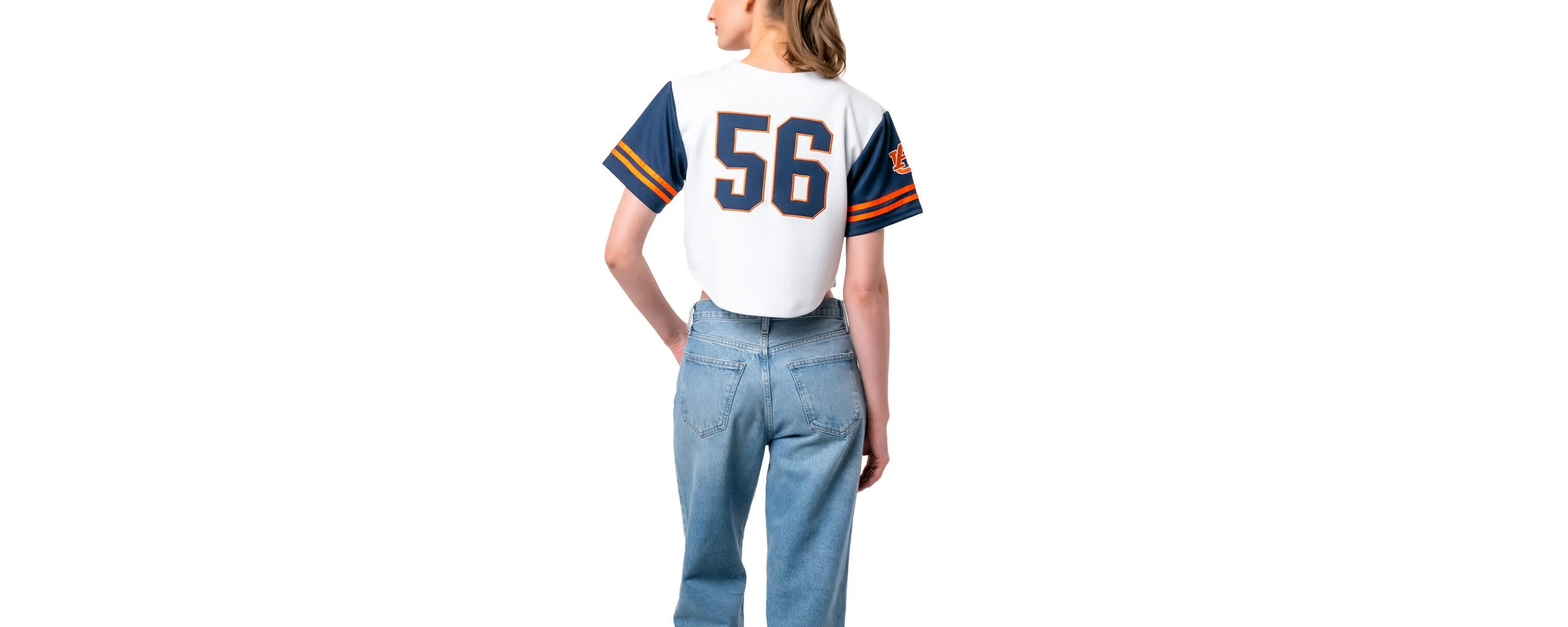 NCAA Auburn Tigers Baseball Jersey Cropped T-Shirt
