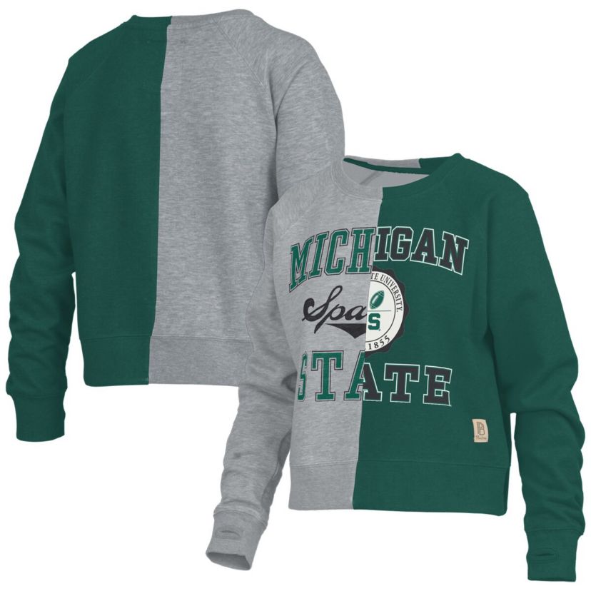 NCAA Michigan State Spartans Half and Half Raglan Pullover Sweatshirt