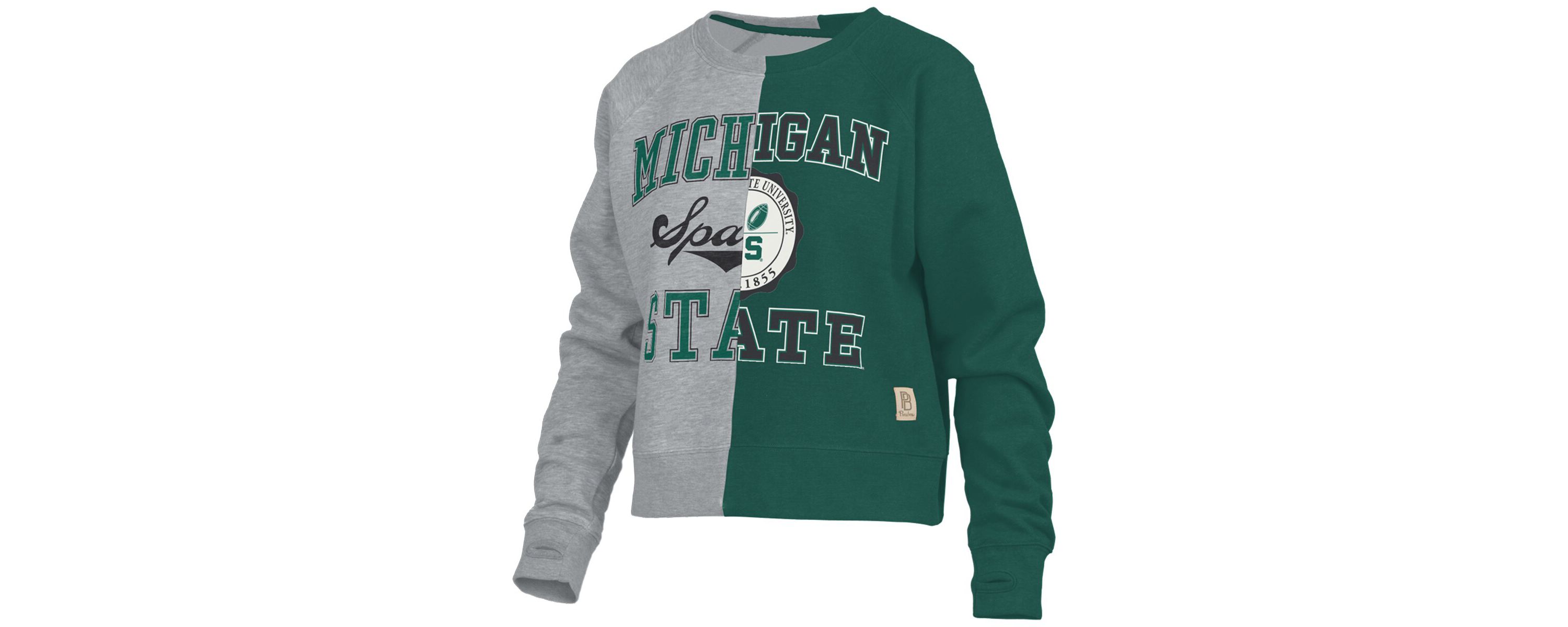 NCAA Michigan State Spartans Half and Half Raglan Pullover Sweatshirt