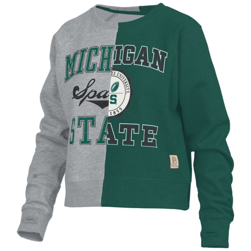 NCAA Michigan State Spartans Half and Half Raglan Pullover Sweatshirt