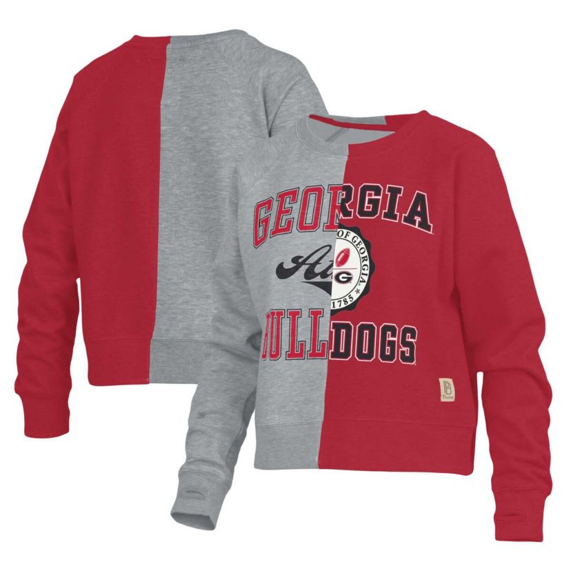 NCAA Georgia Bulldogs Half and Half Raglan Pullover Sweatshirt
