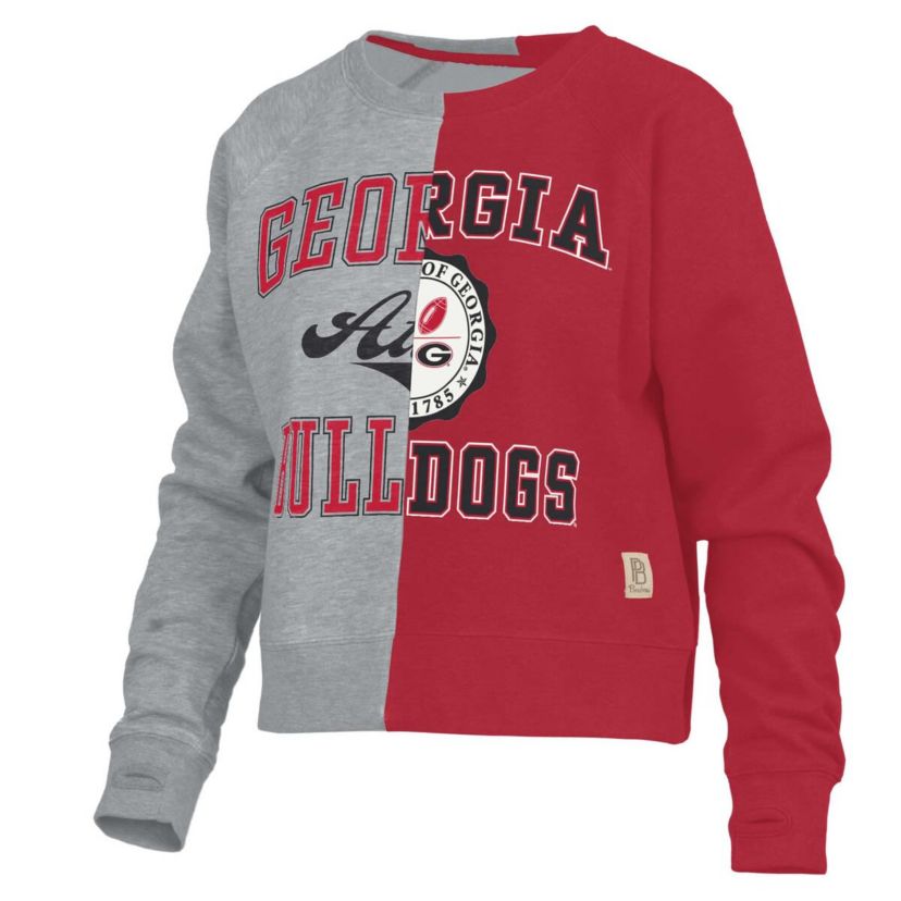 NCAA Georgia Bulldogs Half and Half Raglan Pullover Sweatshirt
