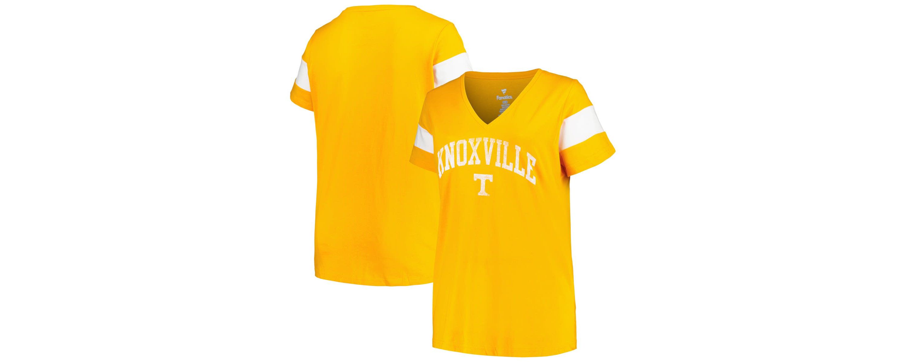 NCAA Tennessee Tennessee Volunteers Plus Size Arched City Sleeve Stripe V-Neck T-Shirt
