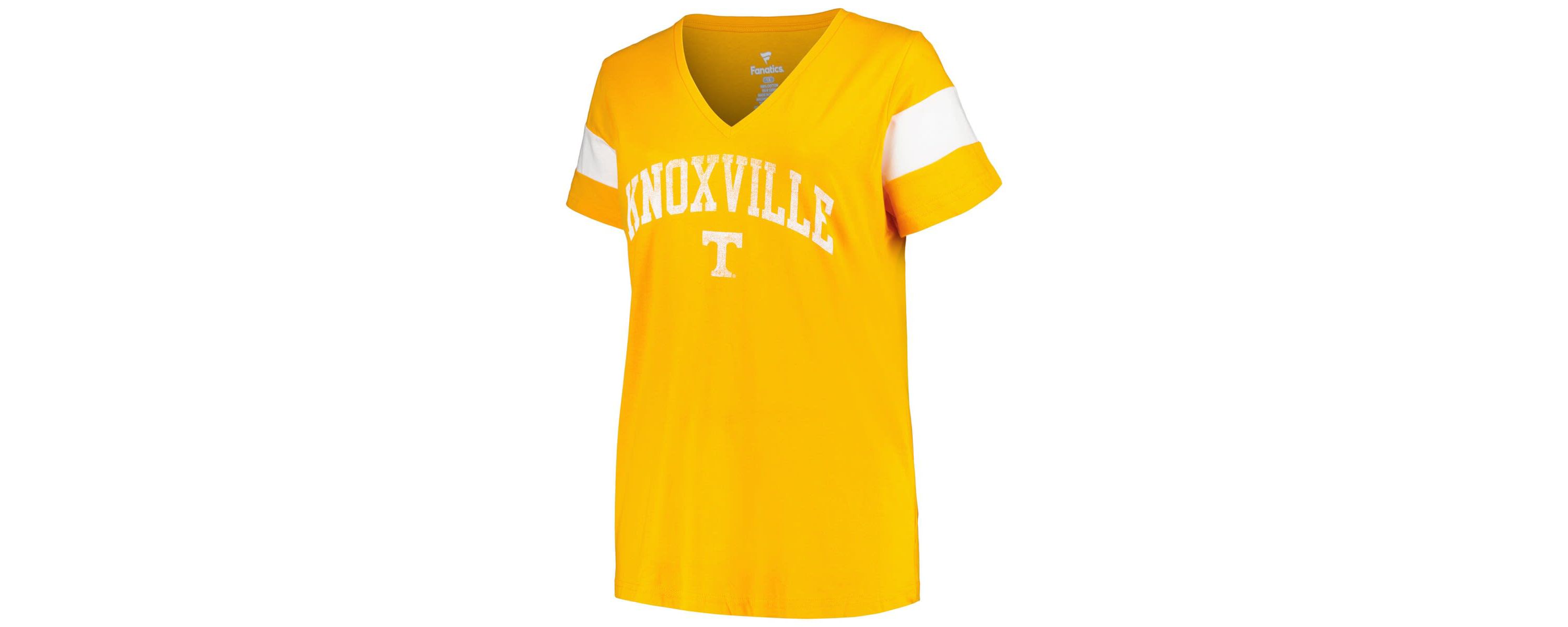 NCAA Tennessee Tennessee Volunteers Plus Size Arched City Sleeve Stripe V-Neck T-Shirt