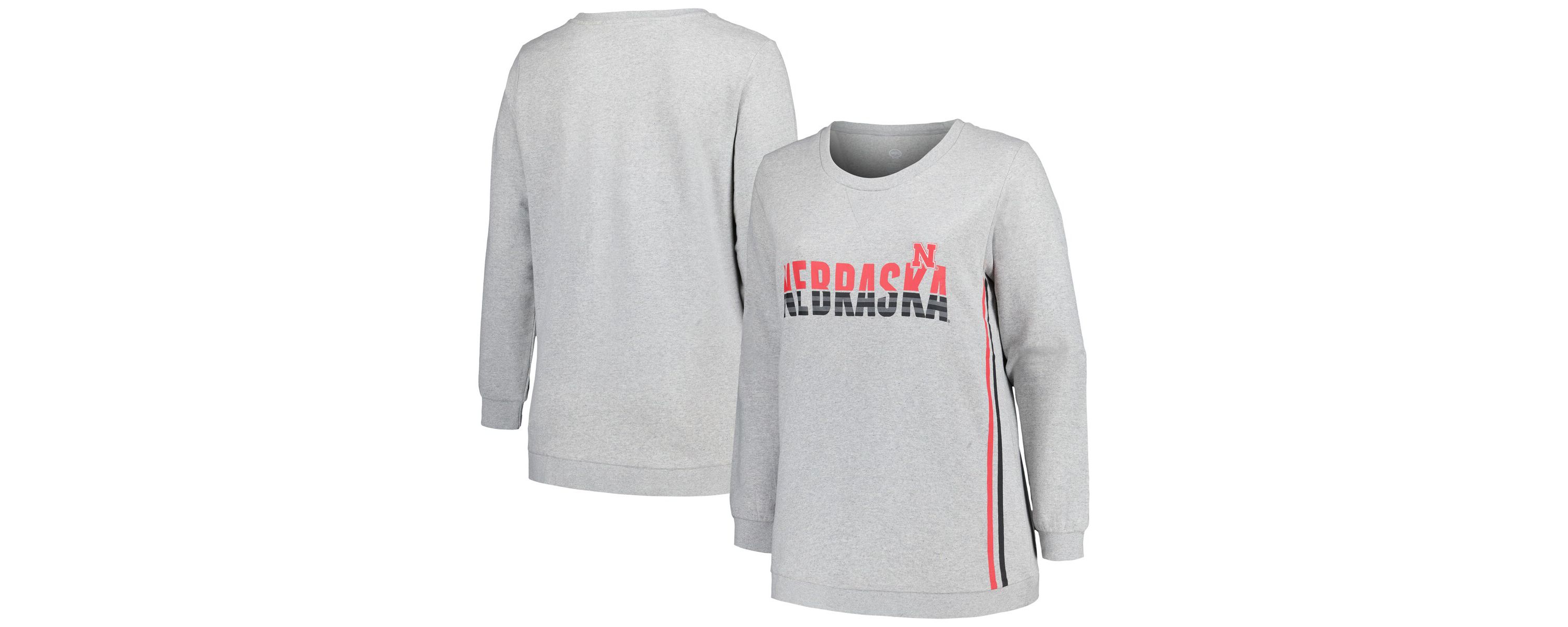 NCAA Nebraska Huskers Plus Size Side Stripe Pullover Sweatshirt