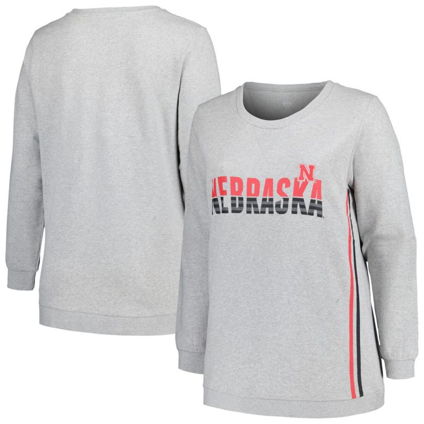 NCAA Nebraska Huskers Plus Size Side Stripe Pullover Sweatshirt