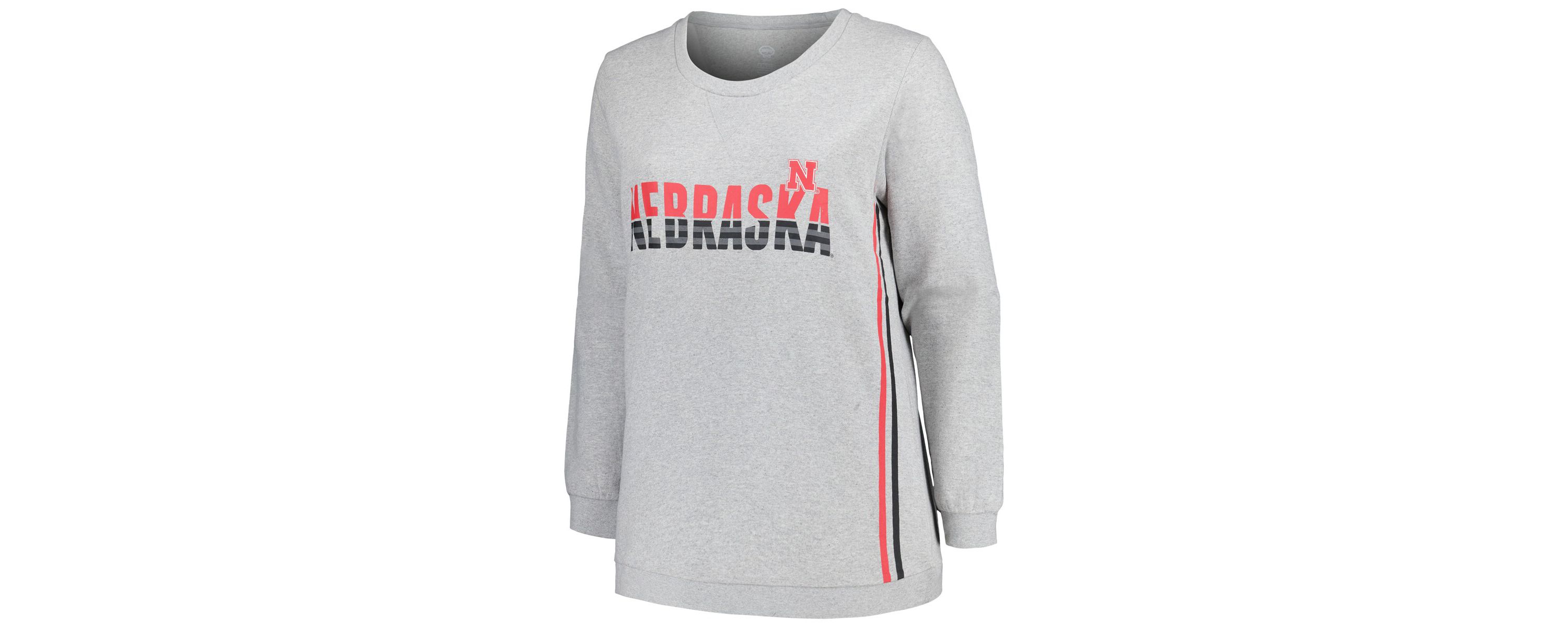 NCAA Nebraska Huskers Plus Size Side Stripe Pullover Sweatshirt