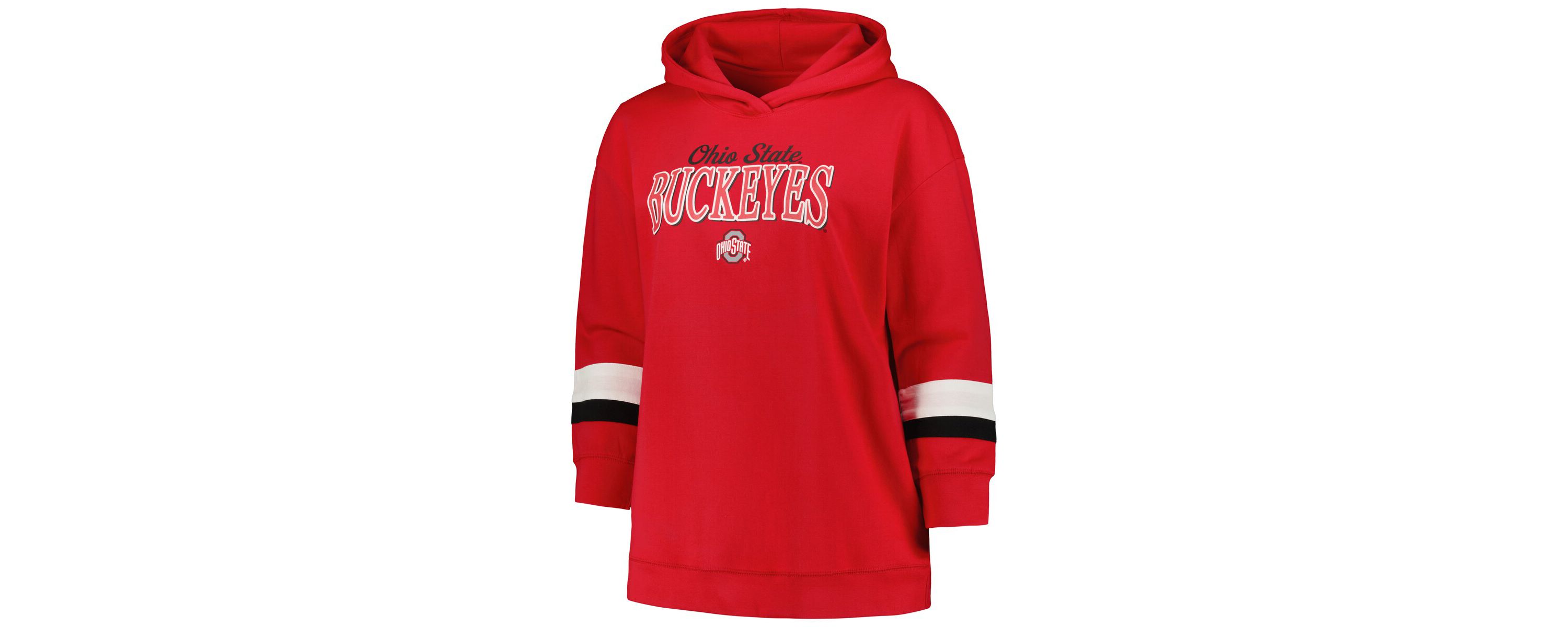 NCAA Ohio State Buckeyes Plus Size Badge Bridge Stripe Pullover Hoodie