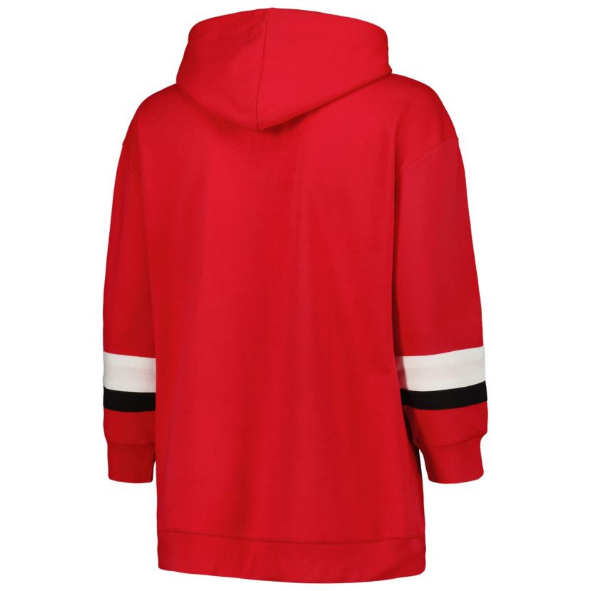 NCAA Ohio State Buckeyes Plus Size Badge Bridge Stripe Pullover Hoodie