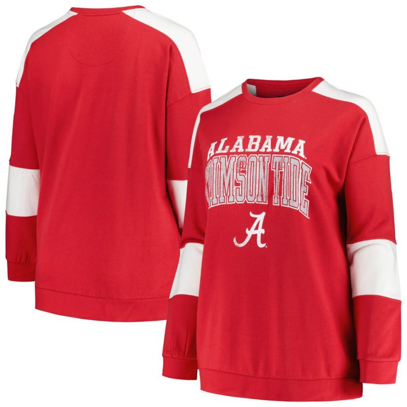 Alabama Crimson Tide NCAA Alabama Tide Plus Size Striped Pullover Sweatshirt