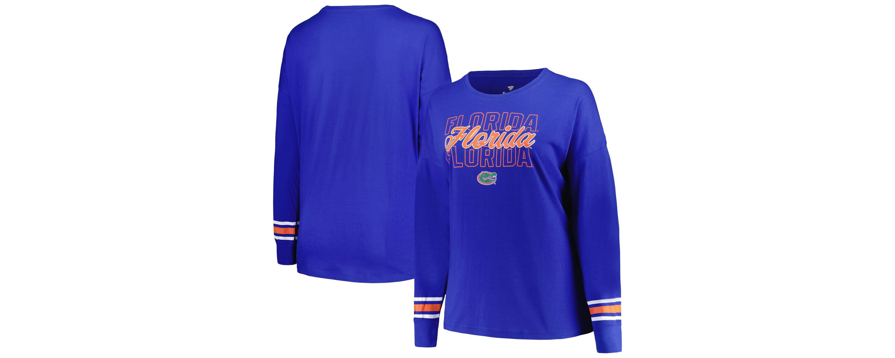 NCAA Florida Gators Plus Size Triple Script Scoop Neck Long Sleeve T-Shirt