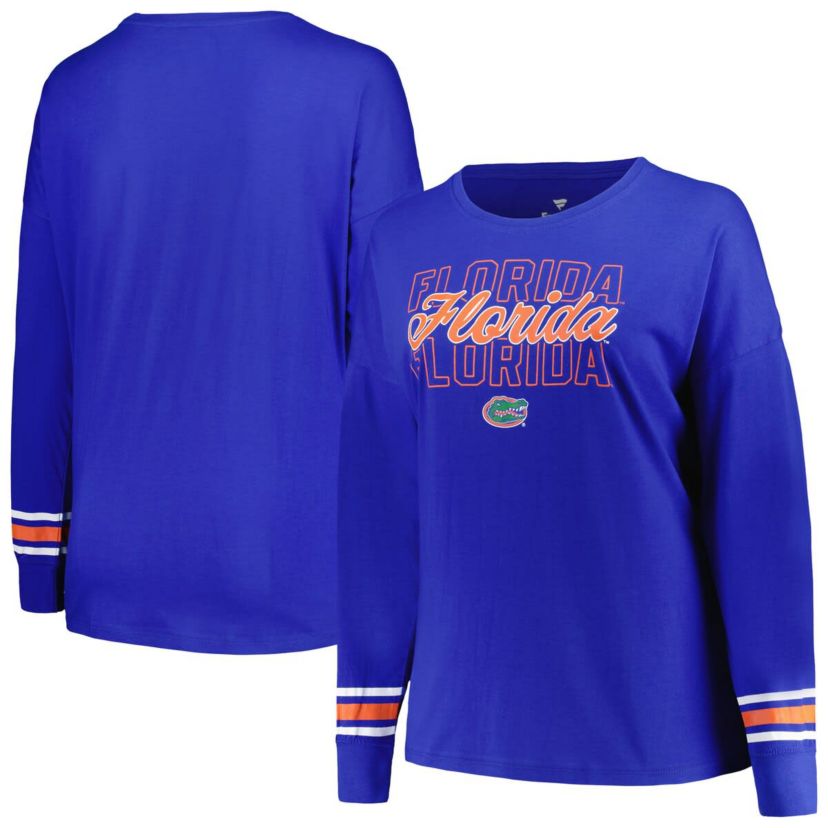 NCAA Florida Gators Plus Size Triple Script Scoop Neck Long Sleeve T-Shirt