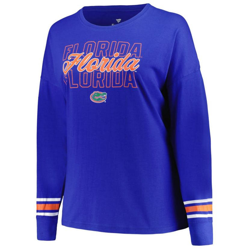 NCAA Florida Gators Plus Size Triple Script Scoop Neck Long Sleeve T-Shirt