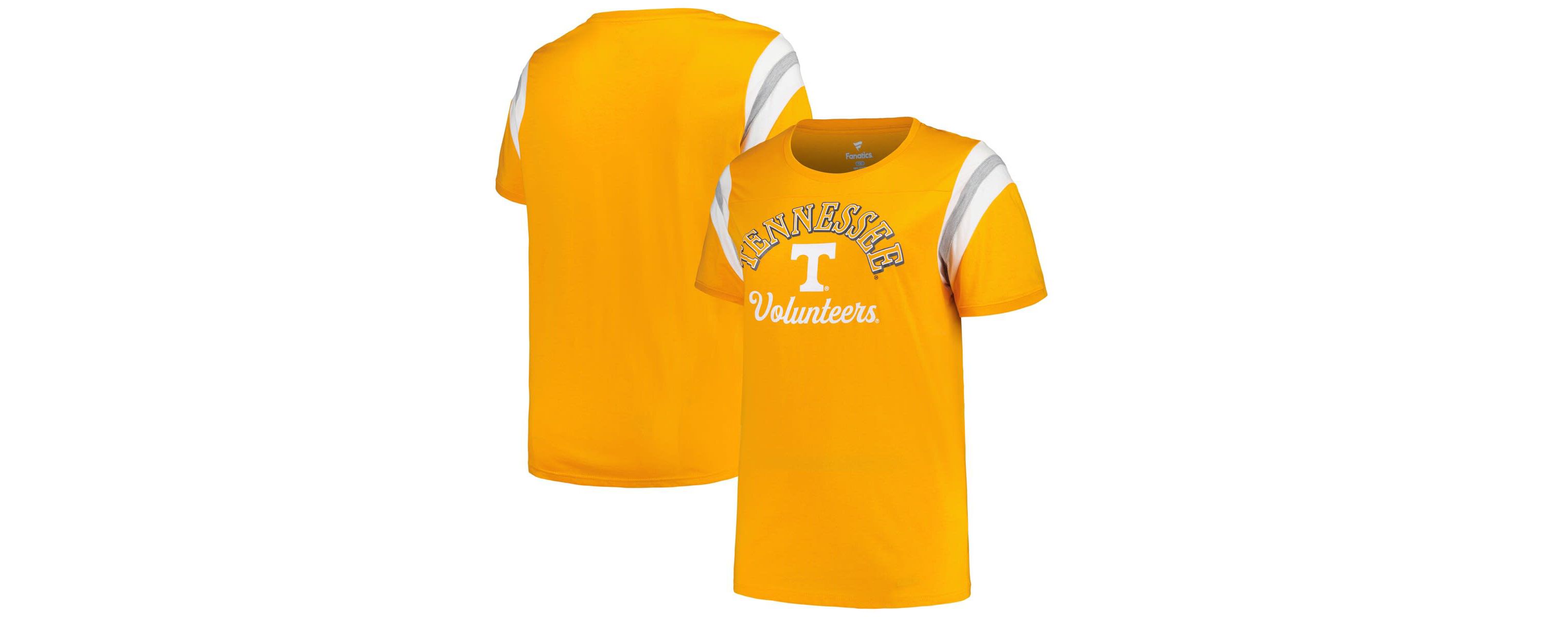 NCAA Tennessee Tennessee Volunteers Plus Size Striped Tailgate Scoop Neck T-Shirt