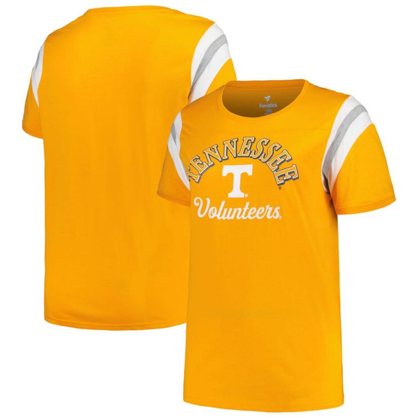 NCAA Tennessee Tennessee Volunteers Plus Size Striped Tailgate Scoop Neck T-Shirt