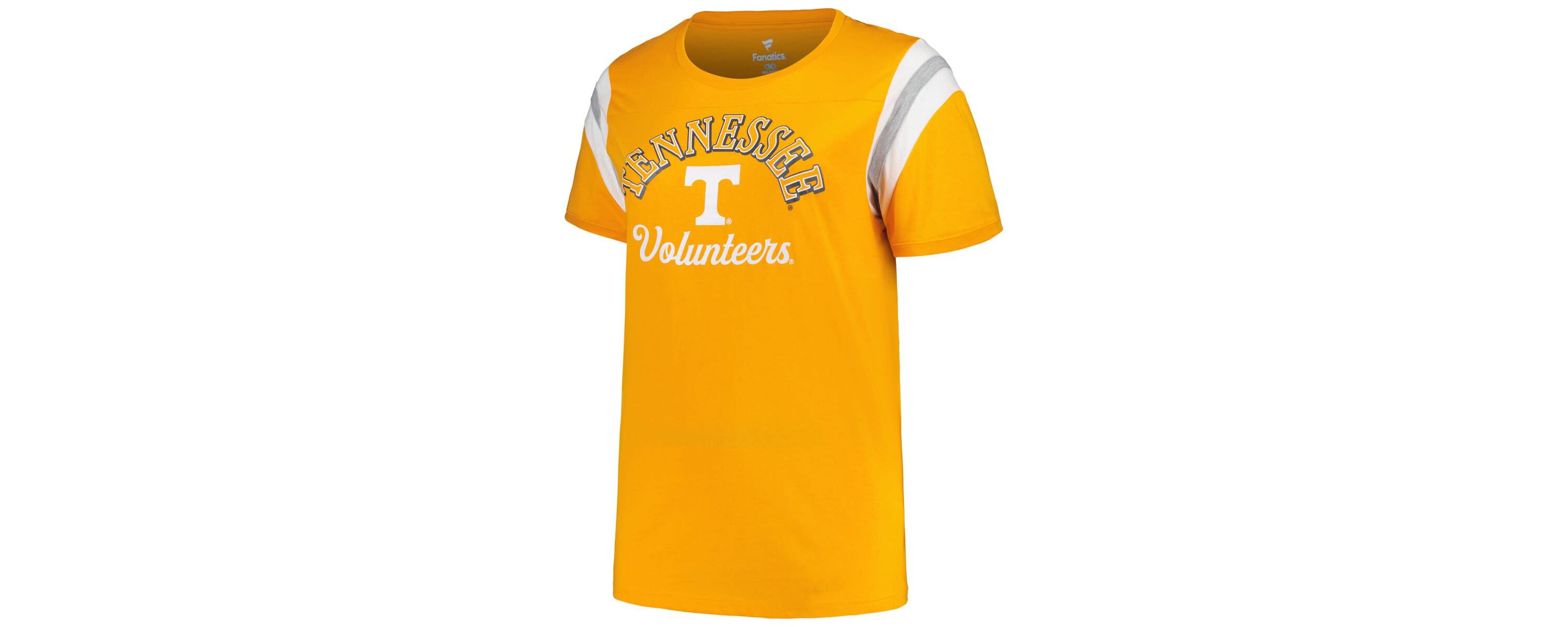NCAA Tennessee Tennessee Volunteers Plus Size Striped Tailgate Scoop Neck T-Shirt