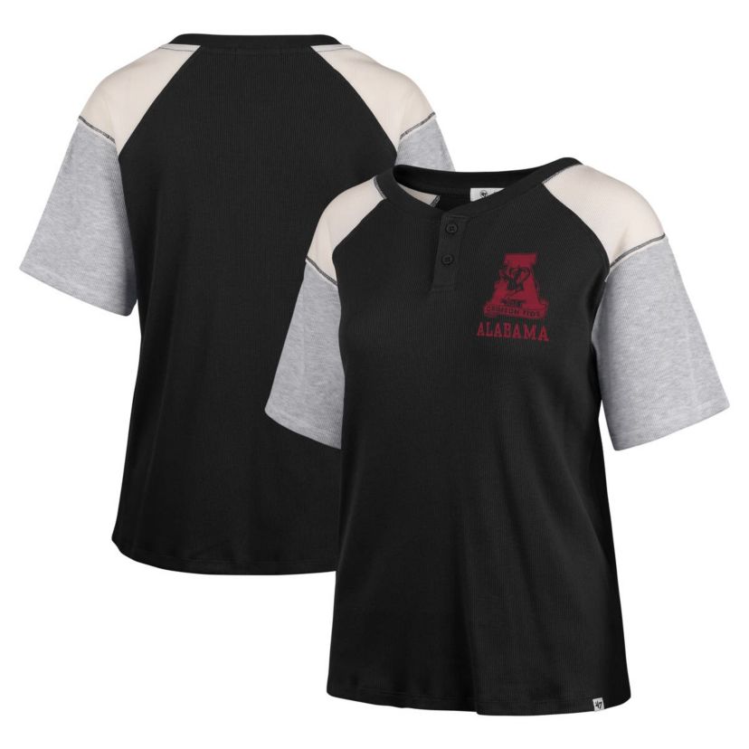 Alabama Crimson Tide NCAA Alabama Tide Underline Harvey Colorblock Raglan Henley T-Shirt