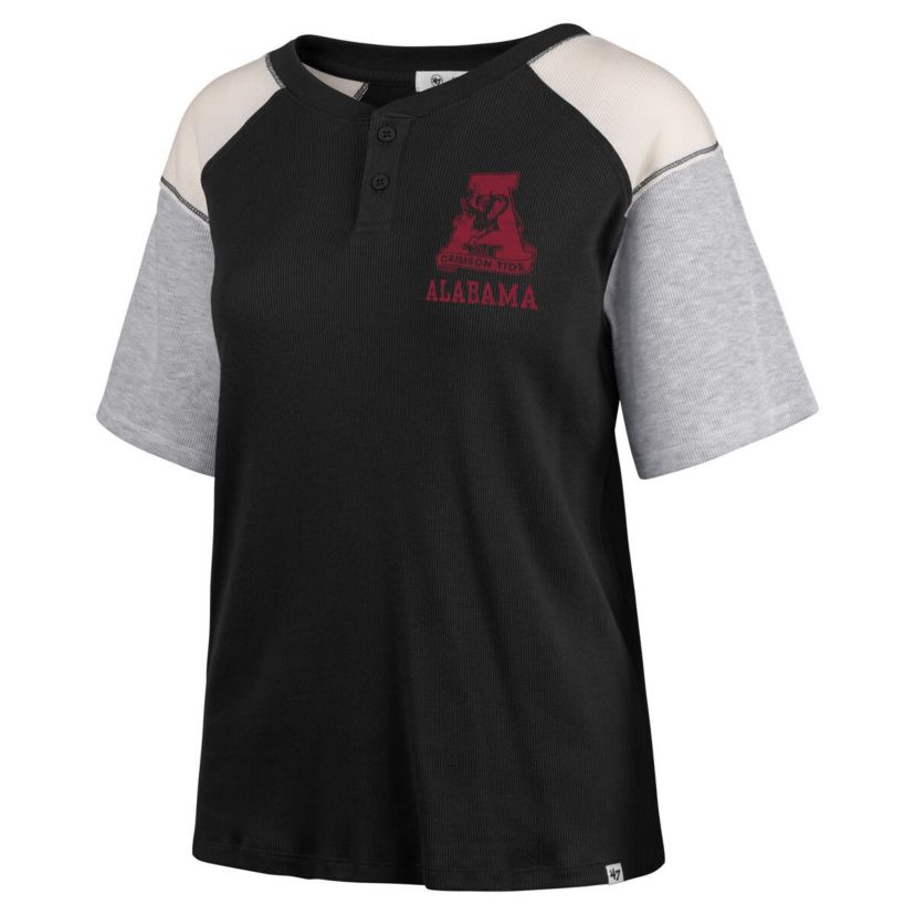 Alabama Crimson Tide NCAA Alabama Tide Underline Harvey Colorblock Raglan Henley T-Shirt