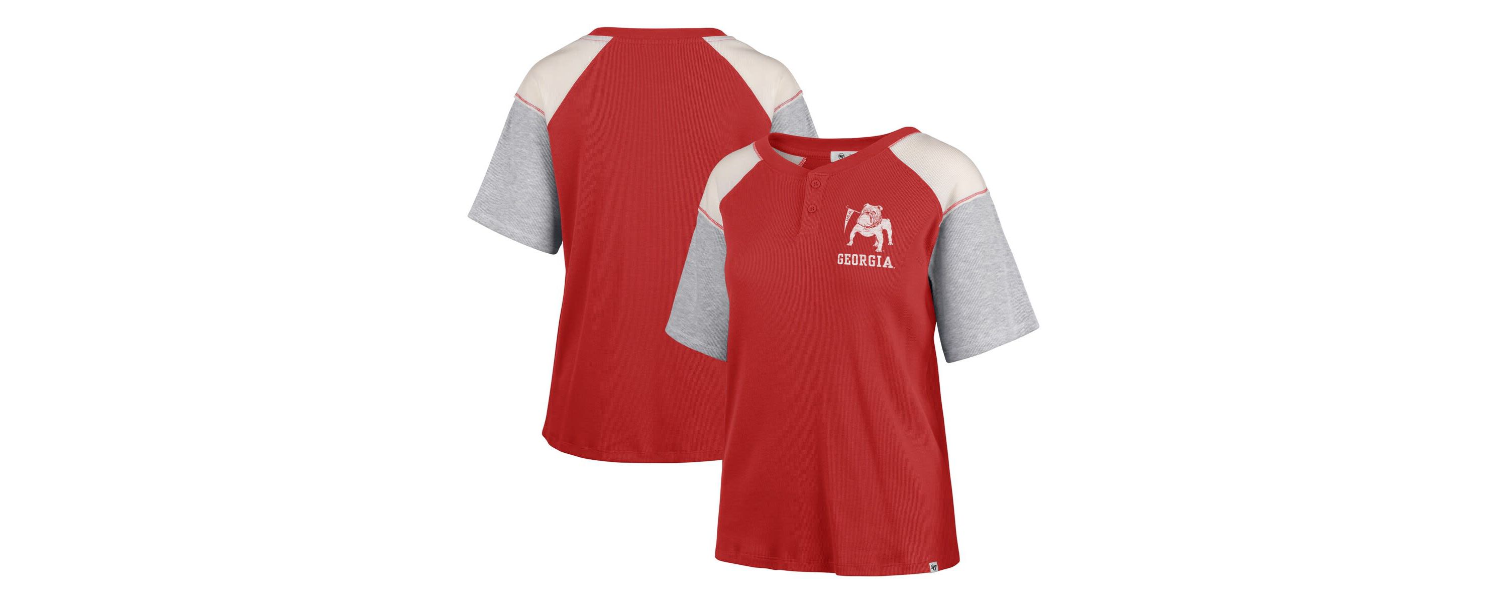 NCAA Georgia Bulldogs Underline Harvey Colorblock Raglan Henley T-Shirt