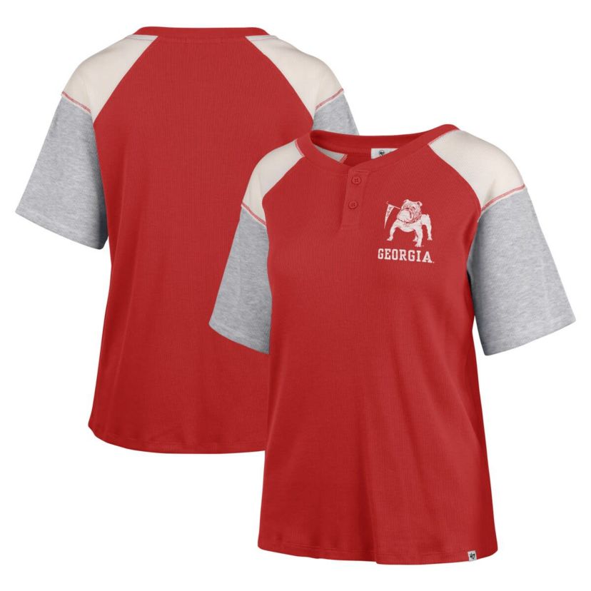 NCAA Georgia Bulldogs Underline Harvey Colorblock Raglan Henley T-Shirt