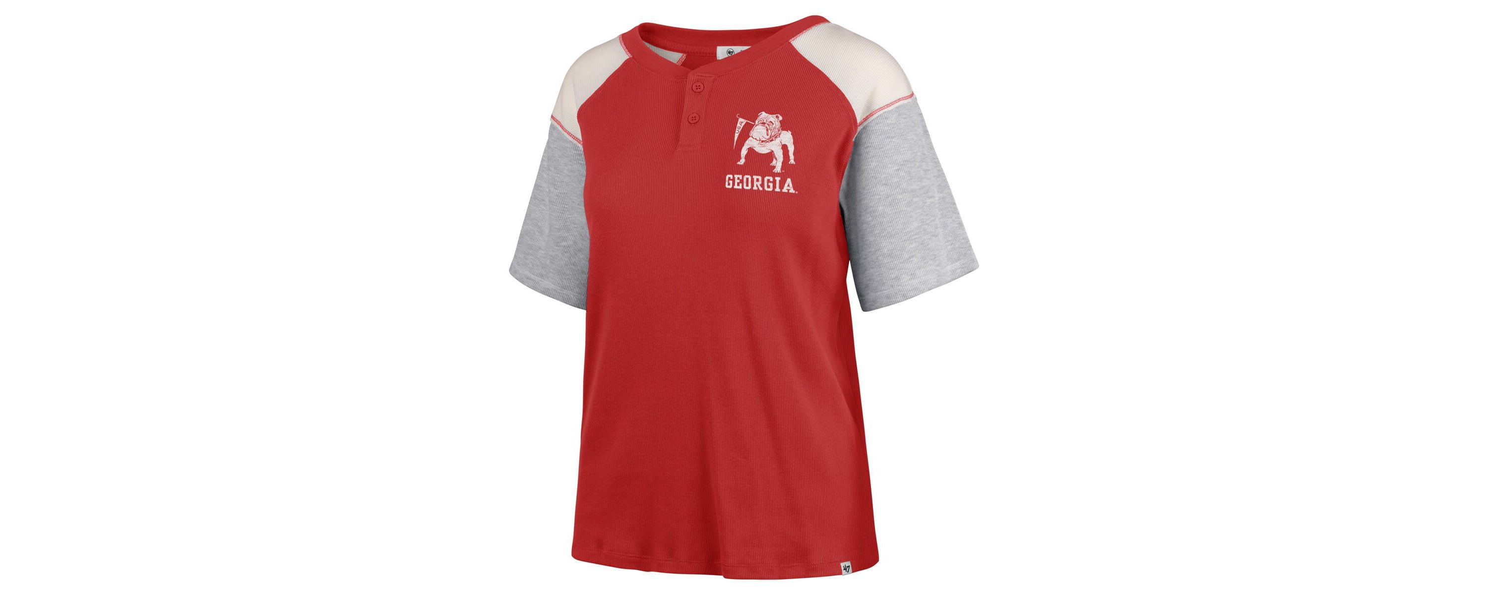 NCAA Georgia Bulldogs Underline Harvey Colorblock Raglan Henley T-Shirt