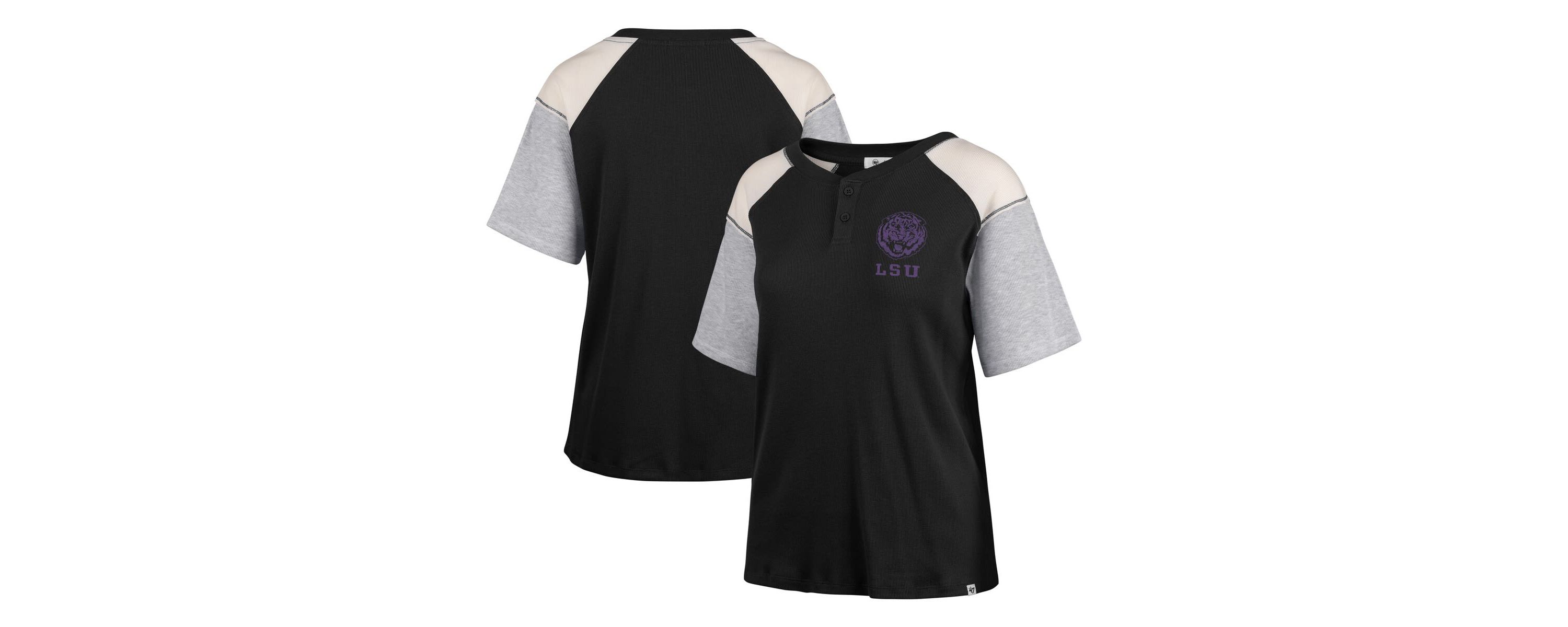 NCAA LSU Tigers Underline Harvey Colorblock Raglan Henley T-Shirt