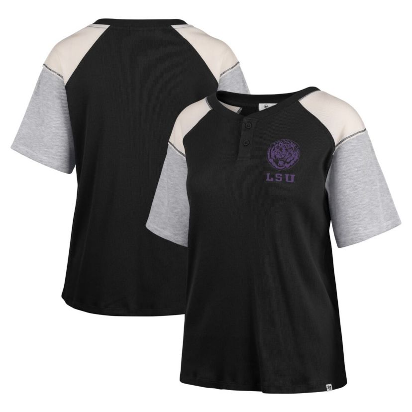 NCAA LSU Tigers Underline Harvey Colorblock Raglan Henley T-Shirt