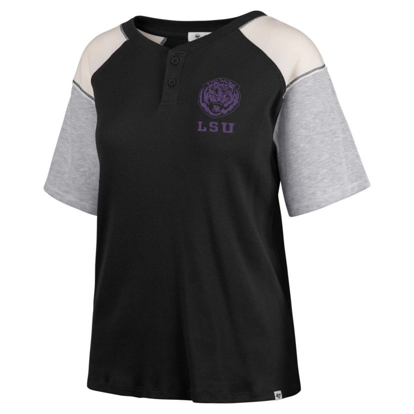 NCAA LSU Tigers Underline Harvey Colorblock Raglan Henley T-Shirt