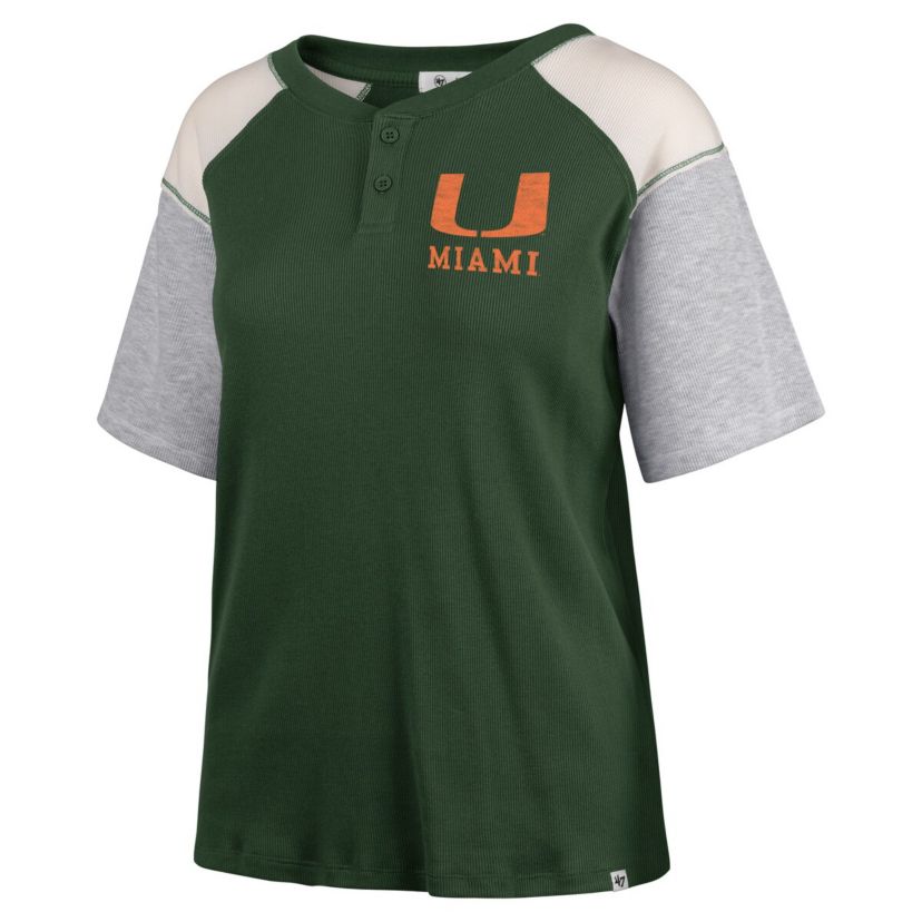 Miami (FL) Hurricanes NCAA Miami Hurricanes Underline Harvey Colorblock Raglan Henley T-Shirt