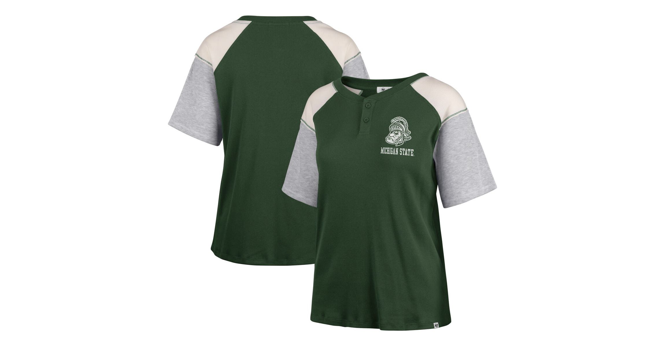 NCAA Michigan State Spartans Underline Harvey Colorblock Raglan Henley T-Shirt