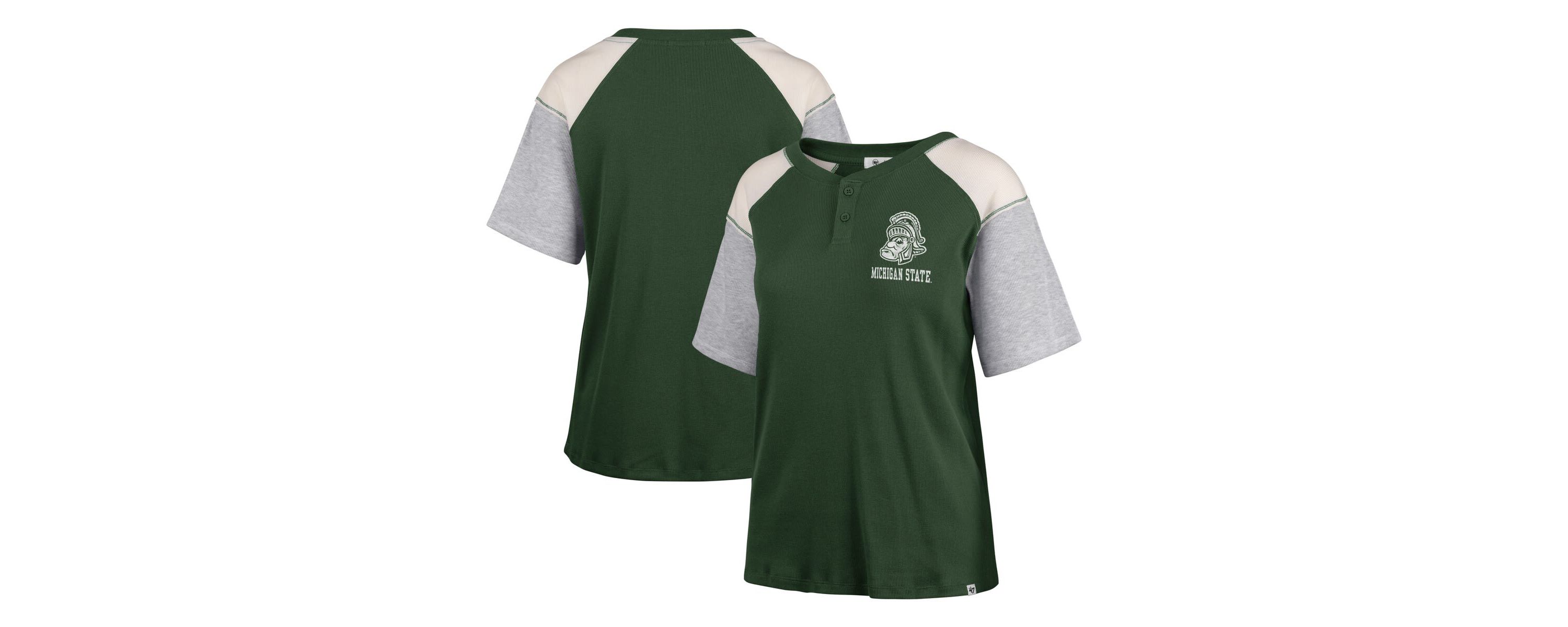 NCAA Michigan State Spartans Underline Harvey Colorblock Raglan Henley T-Shirt