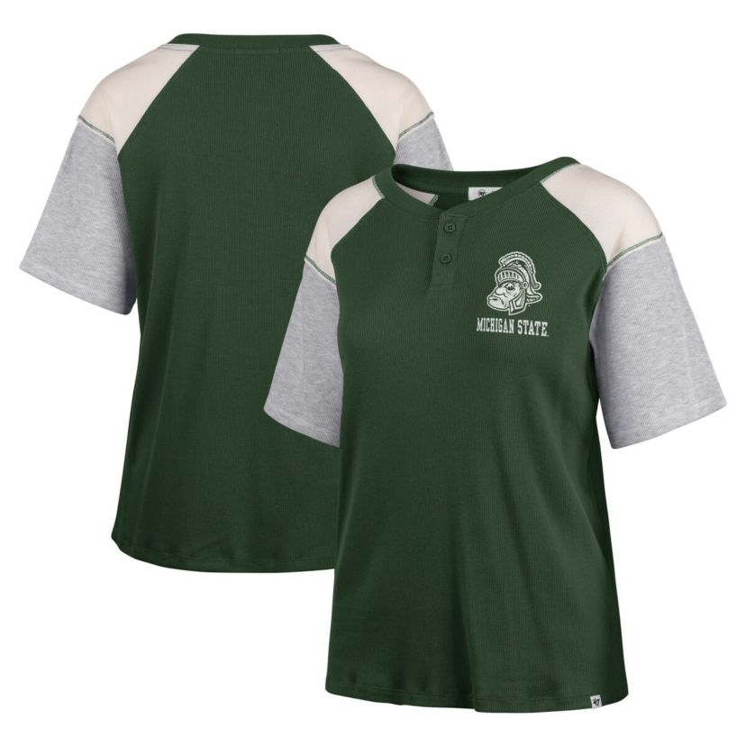 NCAA Michigan State Spartans Underline Harvey Colorblock Raglan Henley T-Shirt