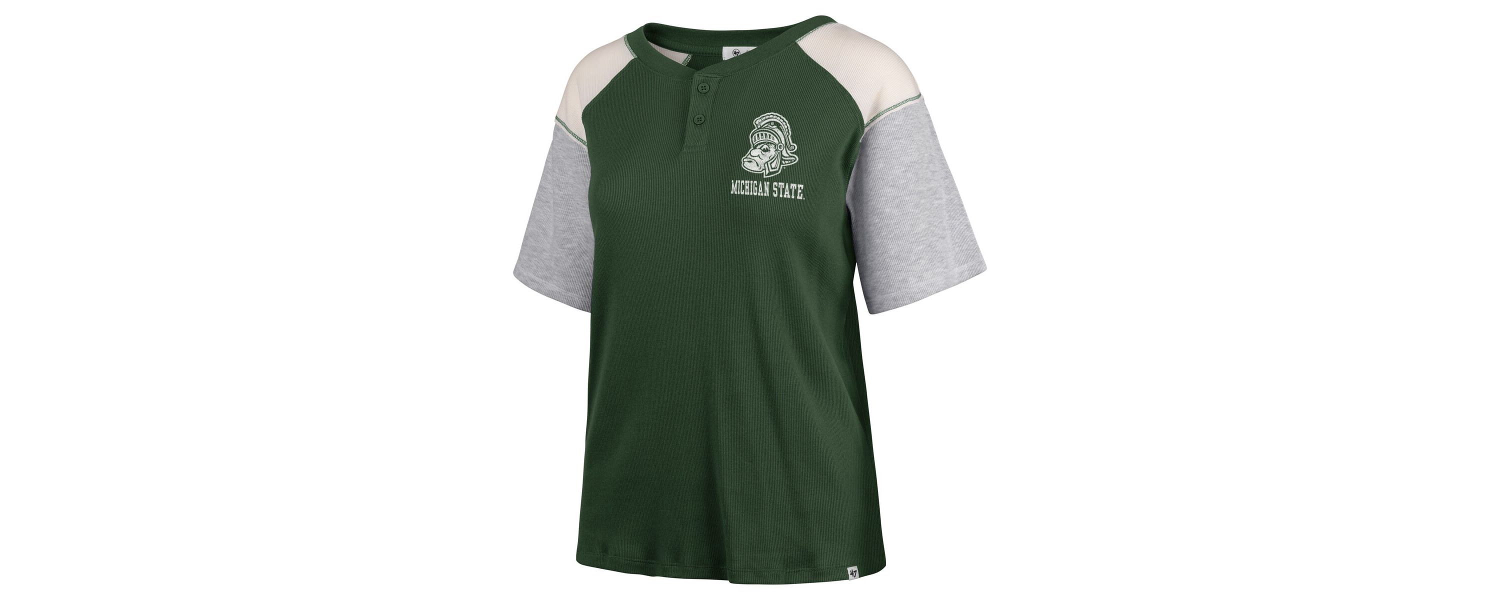 NCAA Michigan State Spartans Underline Harvey Colorblock Raglan Henley T-Shirt