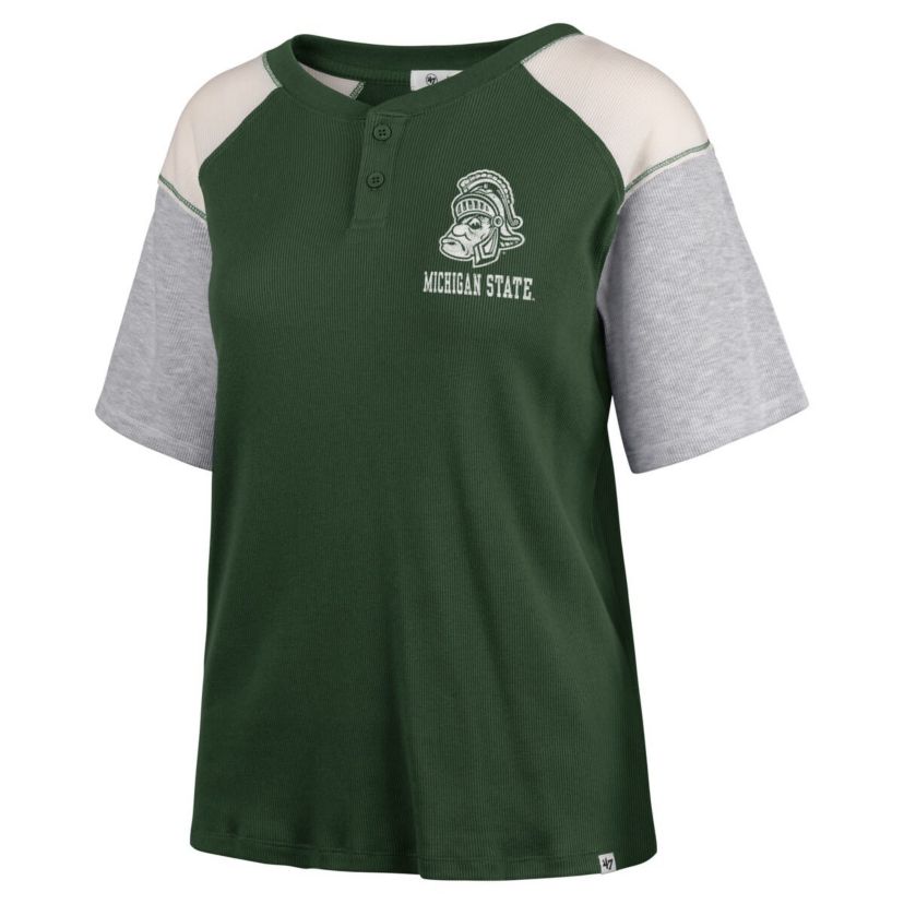 NCAA Michigan State Spartans Underline Harvey Colorblock Raglan Henley T-Shirt